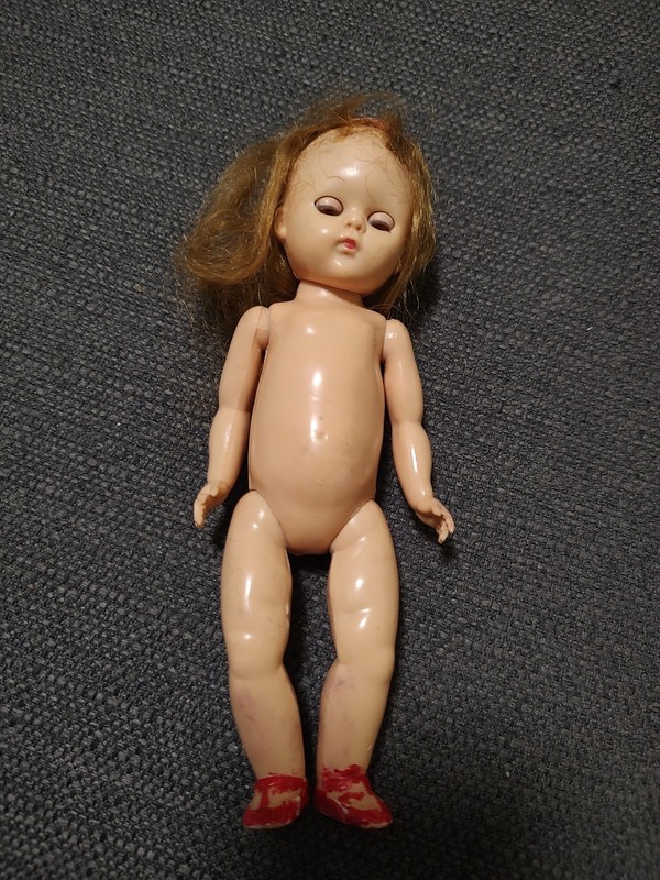 7.5" Vintage Doll Blinking Eyes Strawberry Blonde Hair