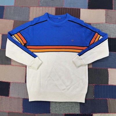 Vintage 90s OP Ocean Pacific Colorblock Knit Sweater Blue White 