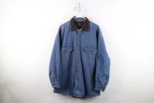 Vtg Streetwear Mens XL Faded Fleece Lined Denim Button Shirt Jacket Jac Shirt