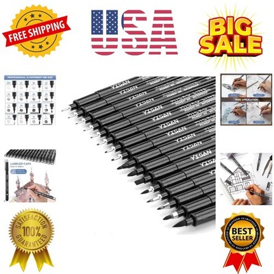 Black Drawing Art Markers,Micro Fineliner Manga Pens,Calligraphy Pens for Ske...