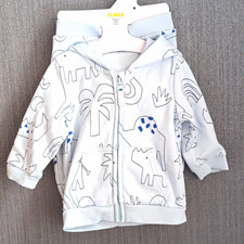 George Baby 3-6 Months 2pc Fleece Zip Hoodie & Trousers Set Blue Zoo Animals