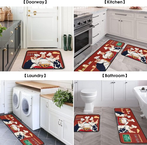 Chef Kitchen Rugs and Non Skid Washable Kitchen Mat Set of 2 17