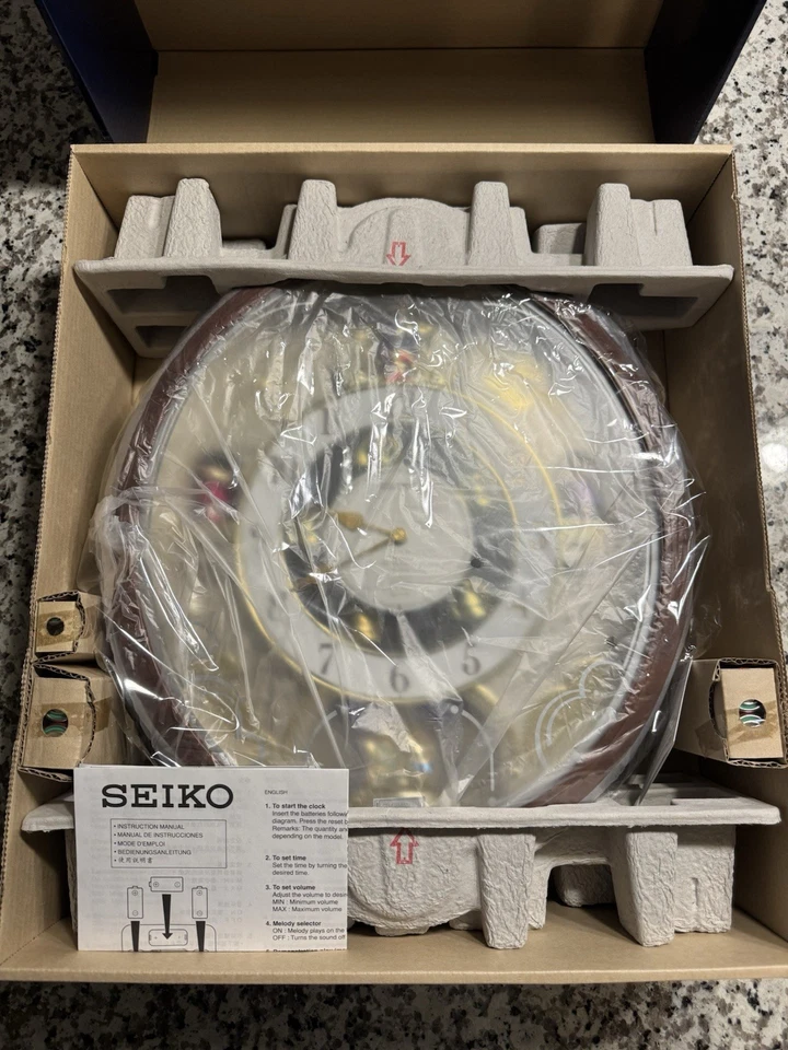 2005 Seiko Melodies In Motion Musical Wall Clock 8 Beatles Songs QXM134BRH (NEW) - Image 4 of 4