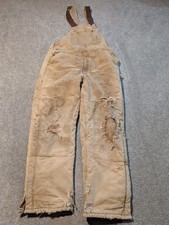Vintage Carhartt Overalls Mens 38x32 38x30 R03 BRN Insulated Double Knee Bibs