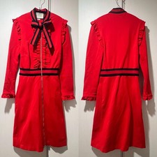 GUCCI Dress XXS Red Designer Frill Ribbon by Alessandro Michele
