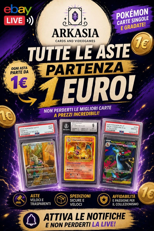 Gradate Singole Pokèmon Tutto in asta 1€ - Prima Live! Occasioni folli
