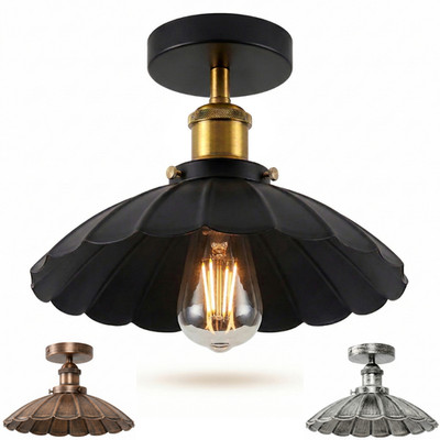 Moderne halbbündige Deckenleuchte Metall Schirm Schirm E27 Lampe Küche Flur