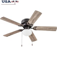 Indoor Ceiling Fan Small Rooms Quiet 3 Speed Flush Mount Lighting Option New
