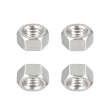 4 Pack 3/8-16(UNC) Hex Nuts 304 Stainless Steel Hexagonal Nuts Silver Tone