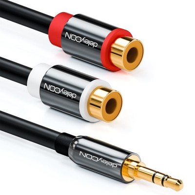 0,5m Cinch zu Klinke Audio Adapter 3,5mm Klinke Stecker zu 2x RCA Cinch Buchse