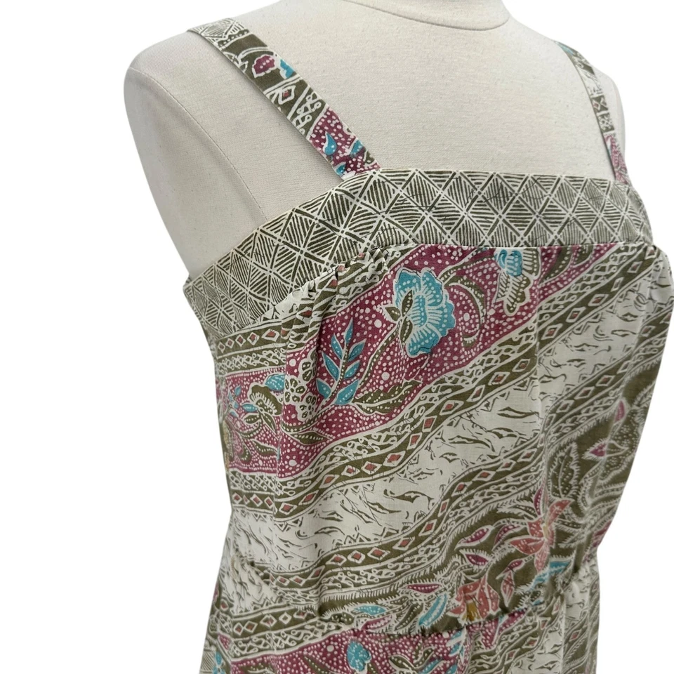 Vintage MC Of Boston Feminino 16 Vestido Floral Sem Mangas Multicolorido Tropical LEIA - Imagem 2 de 4