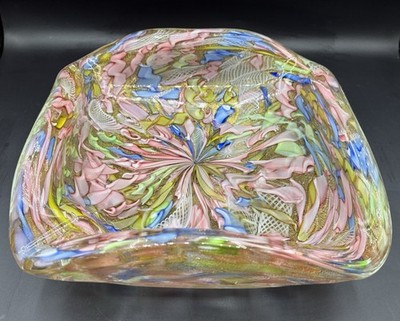 Multicolor Dino Martens Italian MURANO Tutti Frutti Art Gold Flake Bowel Ashtray