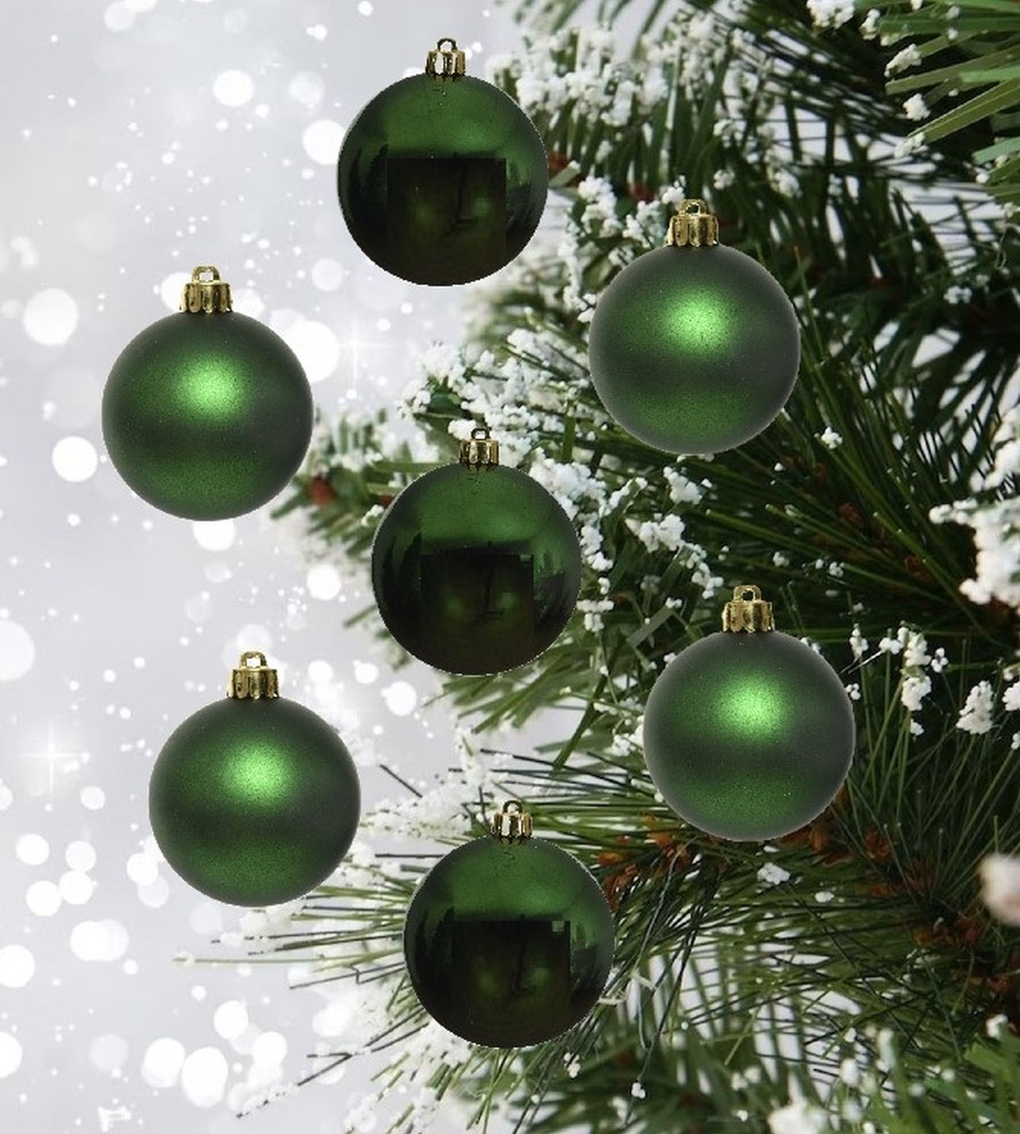 - 48 Mini Baubles Real Glass Christmas Tree Baubles Pine Green 2.5Cm - Image 2