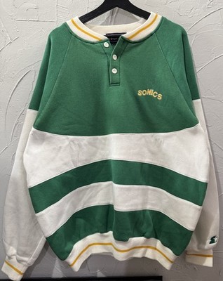 Vintage 80s Starter Seattle Super Sonics Quarter Button Pullover Sweatshirt XL