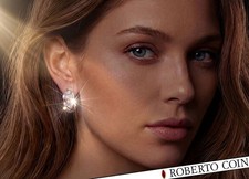 ROBERTO COIN Diamond Earrings 18K Gold Diamond Mother of Pearl Earrings Estate