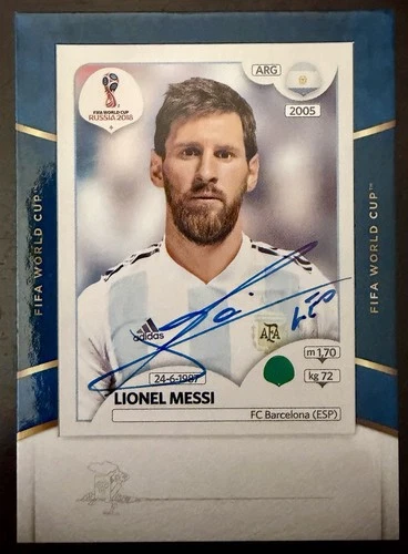 2018 Panini Treble Lionel Messi World Cup Soccer Sticker Auto FIFA Argentina