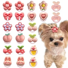 20 Pcs Small Dog Hair Bows with Rubber Bands Cute Puppy Bows Grooming Bowknot...