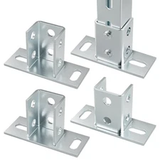 4 Pack U Post Base for 1-5/8" Single Strut Channel U Floor Ground Mount