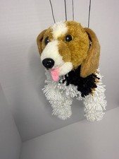 Plush Yarn Tan/Black/White Beagle Dog Four Legged 12" String Marionette Puppet