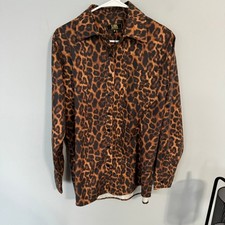 NWT L B Lucky Blessed Leopard Print Button Down Top Women's Size Medium