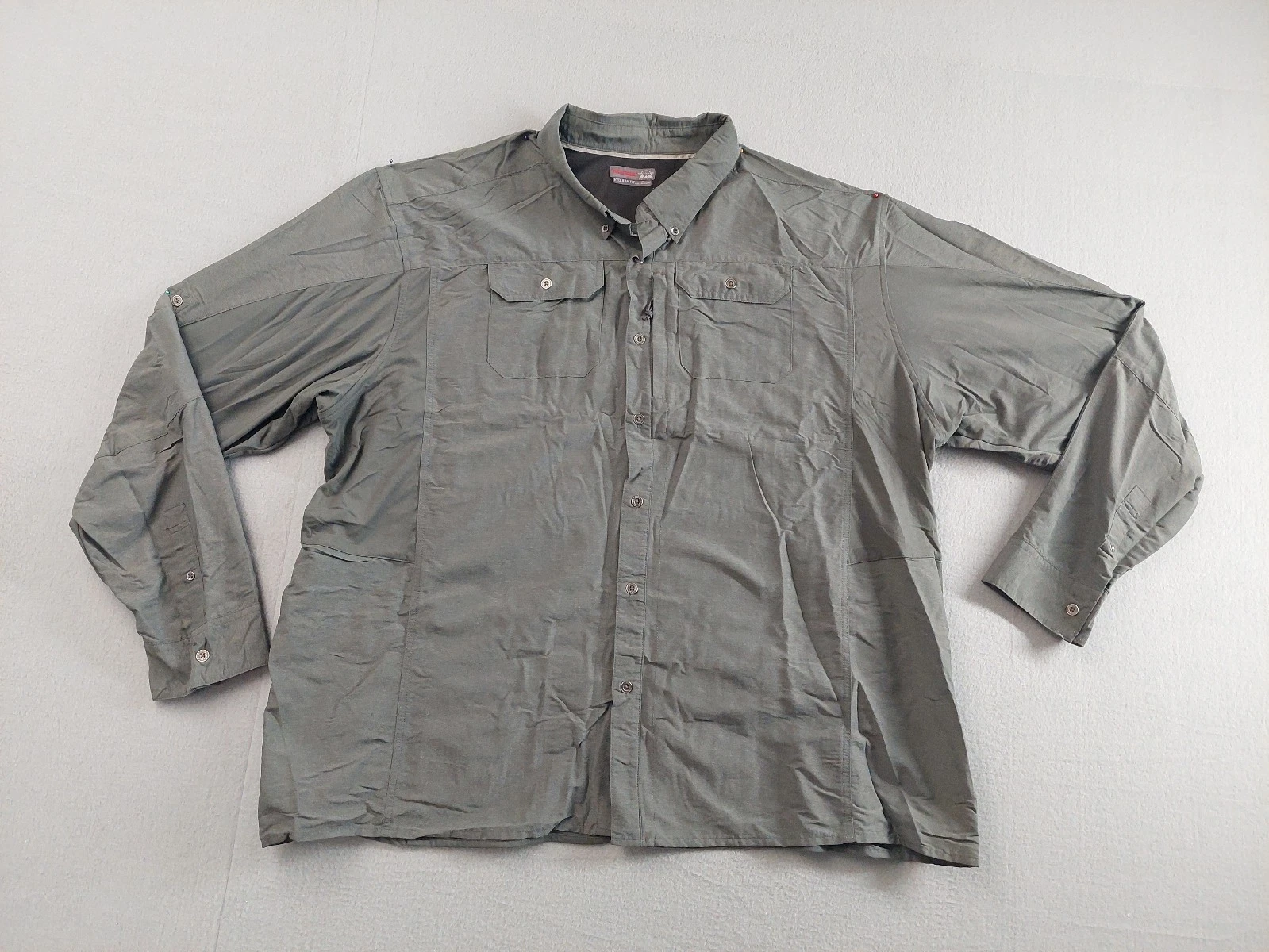 Wrangler Men Shirt 3X Gray Chest Pocket Button Long Sleeve Regular Fit Outdoor