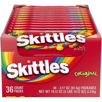 Skittles Original Chewy Candy Snack Packs 36 Count 2.17 oz Each