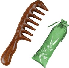 Thicken Wooden Wide Tooth Comb for Curly Hair,Large No-static Handmade 100 