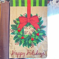 Happy Holidays Christmas Wall Hanging Banner Outdoor/Indoor Decoration 28  x 44  