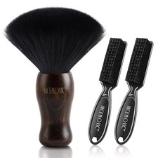 Set de brochas para barbero 3 en 1, cepillos de nylon, marr n y negro.