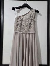 Davids Bridal Biscot Dress One Shoulder Lace Corded Formal Bridesmaid Size 4 NWT