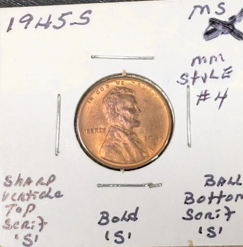 1945 S Lincoln Cent Wheat Reverse 1 Cent 1C MID MS GRADE RB KM# 132 EB#3346