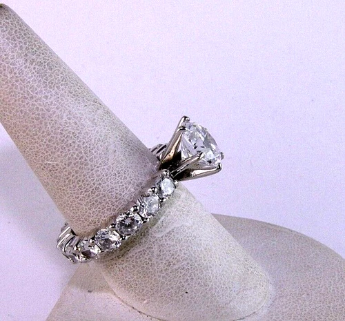 CZ Ring Solitaire Accent Ring Vintage Sterling Silver Size 8 Band