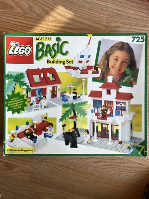 LEGO Basic 725 Vintage Building Set w/ Box & Instructions 100% COMPLETE 1990