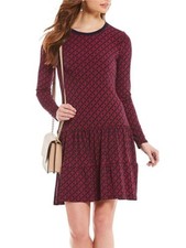 NWT MSRP $110 - MICHAEL KORS Geometric Print Dress,True Navy / True Red, MEDIUM