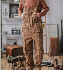 Men's Work Bib Overalls Loose Fit Workwear Dungarees Big Pocket Coveralls Pant