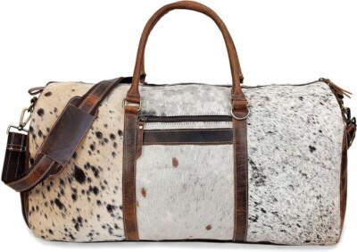 24'' Leather Duffel Luggage Sports Weekender Cowhide Handmade Overnight Bag Mens
