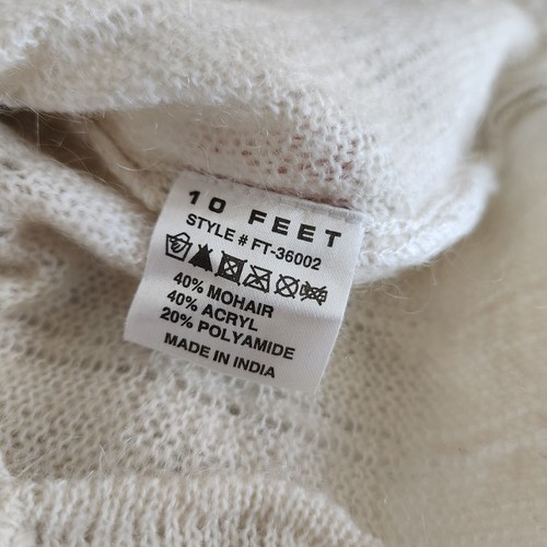 Suéter 10 Pies Amsterdam Mujer M Encaje Tejido Mohair Polimida Crema Boho Transparente - Imagen 7 de 18