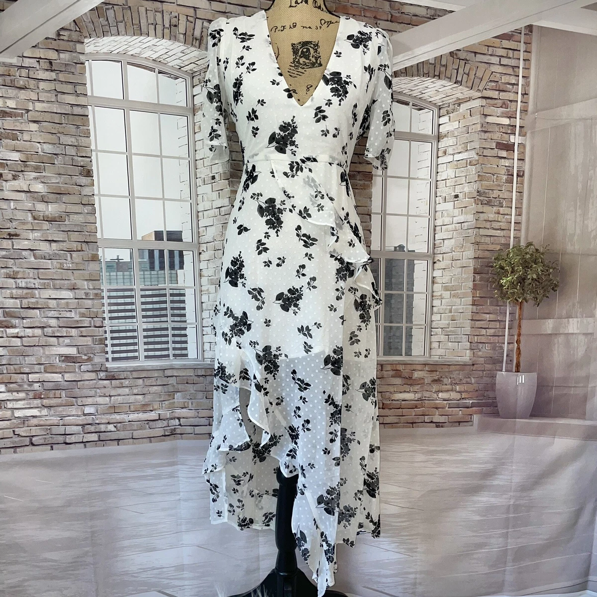 White faux top wrap dress