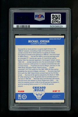 1987 Michael Jordan Fleer Sticker basketball card PSA 6 EX-MT #2