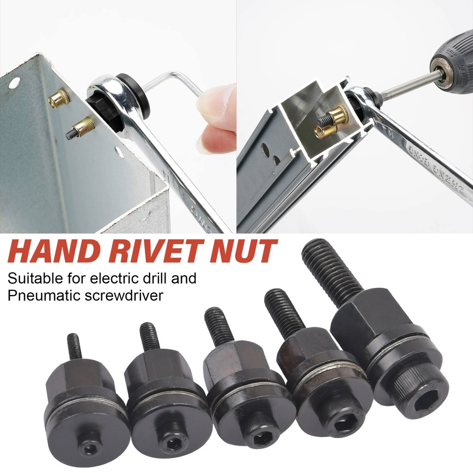5PCS Hand Rivet Nut Head Nuts Simple Installation Manual Riveter Rivnut ...