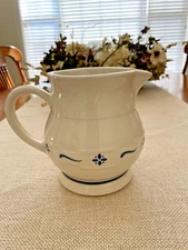 LONGABERGER POTTERY ROSEVILLE WOVEN TRADITIONS BLUE SMALL JUICE PITCHER! #30082