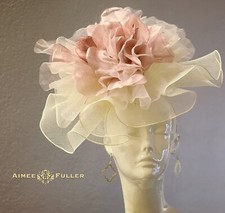 Kentucky Derby Hat Off White Cream Pink Ascot Rose Fascinator Melbourne Cup