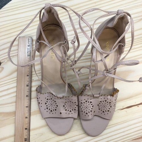Nine West Heels Womens 9.5 M Aleniao Stiletto Ankle Strappy Beige Faux Leather - Picture 9 of 18