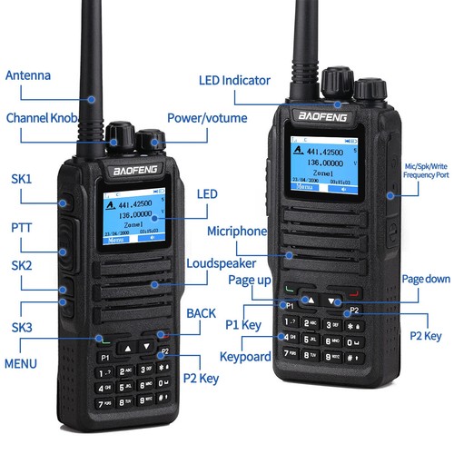 Cyfrowe Walkie Talkie Dual Mode Analogowe Otwarte GD77 Podwójny przedział czasowy Tier Ham Radio - Zdjęcie 4 z 11