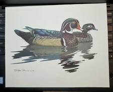 Art Print Wildlife Artist Richard Sloan Waterfowl Duck Pair 1981 Signed 10x8 in.