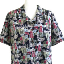 Vintage 80s Women's Blouse Size 12 Geometric Top Colorful Shirt TRUFFLES
