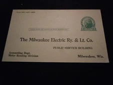 Vintage Postal Card 1928 Milwaukee Electric Ry. & Lt. Co.Meeter Reading Division