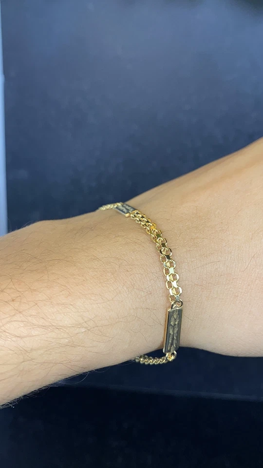 Pulsera Bismarck clásica minimalista llena de oro de 14K para mujer pulsera de 7,75" Foto 2 de 4