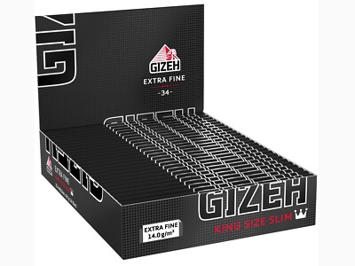 GIZEH BLACK  25 x 34 King Size Slim | 1 Box Extra Fine Papers | Blättchen Magnet