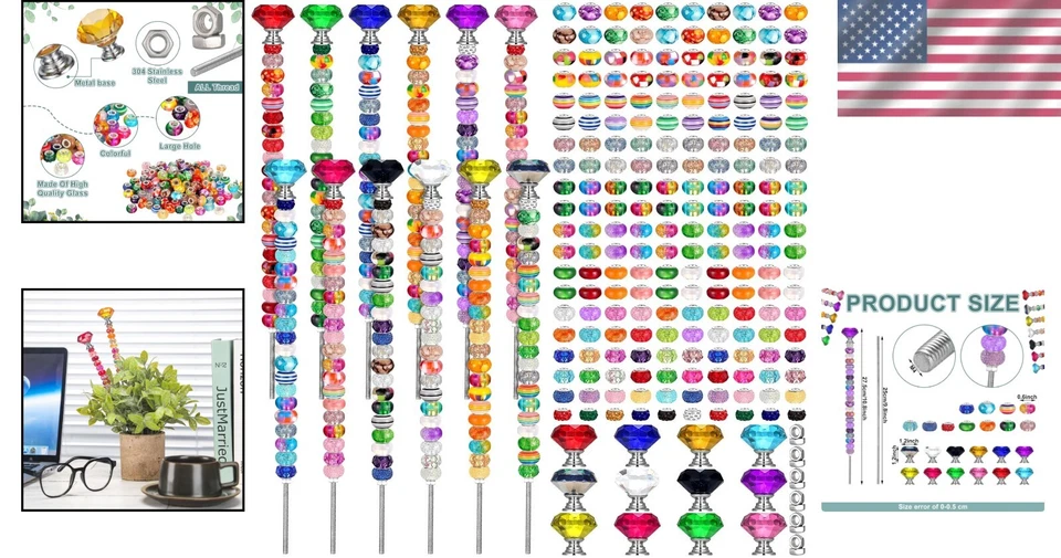 Juego de estacas de jardín clásico de 236 piezas: tapas de cristal coloridas y cuentas personalizadas Foto 2 de 4